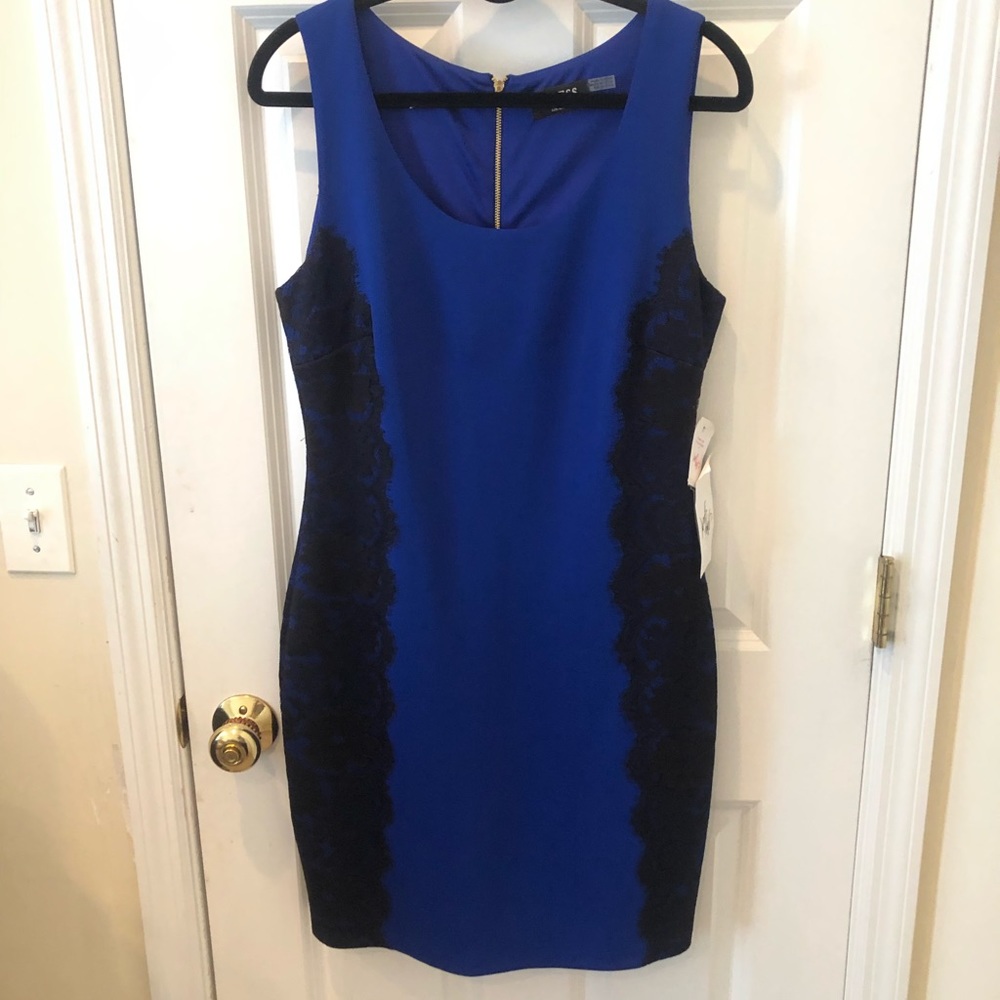 Guess Size 12 Blue Dress with Black Lace
